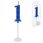 Свеча для торта цифра " KWELT " 1, синяя, 2*4*0,5см, на палочке с подставкой, пластиковая упаковка 9,5*3*1см, европодвес