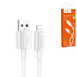 Кабель сетевой USB - Lightning " Hoco " X107 Favor белый, круглый, 1м, 2,4А, силикон