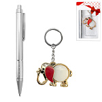 Набор подарочный " KWELT " 2в1 ручка шариковая автоматическая, синяя, брелок, пластиковая упаковка, европодвес