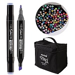 Набор маркеров для скетчинга " Mazari " 120цв Vinci, двухсторонние, 1,0-7,0мм, пулевидный/клиновидный, трехгранный корпус, текстильный чехол на молнии