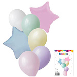 Набор шаров " Браво " Нежность 7в1, состав: фольгированные шары: 18"/46см звезда - 2шт, латексные шары 12"/30см - 5шт 5 дизайнов