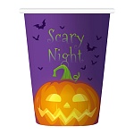 Стаканы бумажные " Веселуха " 260мл Хэллоуин" Черный Котик с тыквой в наборе 6шт