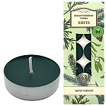 Свеча чайная ароматизированная " РСМ " 10шт Лекарственные травы Пихта, 39*12,5мм время горения 3-4часа, картонная упаковка