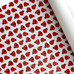 Упаковочная бумага " Интерпак " 68,5см*10м в рулоне, Божья коровка, 90г/м2