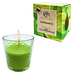 Свеча ароматизированная в стакане " РСМ " Лайм и мята, 130*78,5мм, время горения 30часов, гланцевая картонная коробка