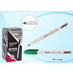 Ручка шариковая " Piano " Сorrect зеленая 0,7мм, толщина письма 0,35мм, трехгранная, одноразовая, игольчатый пишущий узел, чернила на масляной основе, цвет корпуса - белый, колпачок в цвет чернил, одноразовая