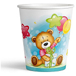 Стаканы бумажные " Веселуха " 250мл С Днем Рождения, Милый мишка в наборе 6шт