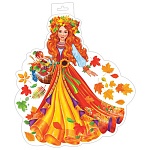 Плакат фигурный " Мир открыток " 0-35 А4 Девушка-осень, 379*465мм