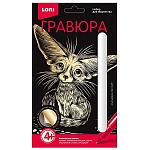 Гравюра " Lori " 10*15см с эффектом золота Ушастый фенек, основа с контуром рисунка, штихель, инструкция