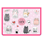 Папка " Пчелка " А4-29 (325*230*55мм) молния сверху Cats stickers, печать на пластике