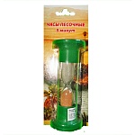 Часы песочные 5 минут, 117*20мм, наполнитель- кварцевый песок, картонный блистер, европодвес