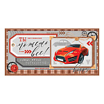 Конверт для денег " Мир открыток " 4-15 Мужской- Красный спорткар, 168*83мм, без отделки