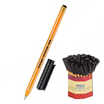 Ручка шариковая " Pensan " Officepen черная 1мм, толщина письма 0,7мм, чернила на масляной основе, оранжевый шестигранный корпус, колпачок с клипом, картонная упаковка