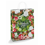 Пакет Новогодний ПЭ " Интерпак " с пластиковой ручкой МП, 30*40см 150мкм Еловое царство