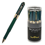 Ручка шариковая " Bruno Visconti " Monaco синяя 0,5мм, металлизированный наконечник, непрозрачный колпачок с клипом, цвет корпуса- зеленый, пластиковый бокс