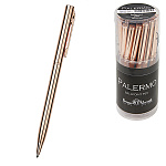 Ручка шариковая автоматическая " Bruno Visconti " Palermo синяя 0,7мм, толщина письма 0,5мм, поворотный механизм, корпус- нержавеющая сталь, цвет корпуса розовое золото, металлический наконечник, металлический клип, пластиковый бокс