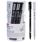 Ручка гелевая " Hatber " Black&White черная 0,5мм, толщина письма 0,25мм, игольчатый пишущий узел, прозрачный пластиковый корпус, пластиковая туба