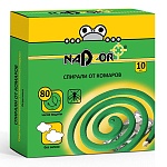 Средство от комаров " Nadzor " Спираль 10шт малодымные, без запаха, зеленые