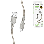 Кабель сетевой USB - Lightning " Borofone " BX116 Certain серый, круглый, 1м, 2,4А, нейлон