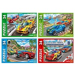 Пазлы " Рыжий кот "  24элемента Мегагонки 2,5*6,5* 9см, 4 дизайна, картонная упаковка 46,5*39*28см