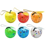 Ёлочное украшение " KWELT " Яблоки разноцветные с конфети, ассорти, 4см 6шт, пенопласт, пакет, европодвес