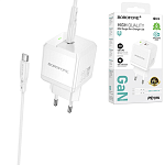 Зарядное устройство сетевое " Borofone " BN18 Intenso белое, 3,0А, PD, 20Вт, Type-C, пластик, кабель Type-C-Type-C, 1м
