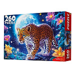 Пазлы " Рыжий кот " 260элементов Лунный леопард 33*24см, картонная упаковка 25,1*17,7*4,2см