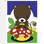 Картина по номерам " Lori " 20*28,5см Мишка с грибами, состав набора: основа на картоне с контуром, краски, кисть, палитра, инструкция, картонная упаковка, европодвес