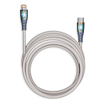 Кабель сетевой Type-C - Lightning " Smartbuy " серый, 1м, 3A, прозрачный наконечник, нейлон