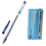 Ручка гелевая " Basir " синяя 0,5мм, толщина письма 0,25мм, рифленый держатель, металлический наконечник, прозрачный корпус