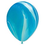 Шар латексный с рисунком 11"/28см Супер Агат Blue