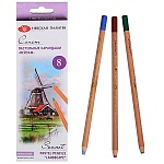 Карандаши " Сонет " пастельные  8цв Пейзаж круглые деревянные, картонная упаковка, европодвес