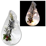 Сувенир новогодний " KWELT " светящийся Зимняя капля с наполнением 15см, батарейки в комплекте, картонная упаковка 10,9*15*10,9см