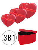 Набор коробок " KWELT " 3в1 Сердце 31*27*13см, 28*25*12см, 26*23*10см, ПВХ, атласный бант, цвет - красный, картон/ПВХ