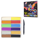 Пластилин " Луч " Фантазия 12цв 230г со стеком, с золотом и серебром, картонная упаковка