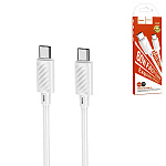 Кабель сетевой Type-C - Type-C " Hoco " X88 Gratified белый, круглый, 1м, 3,0А, PD, 60Вт, силикон