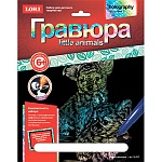 Гравюра " Lori " Little Animals 18*24см с эффетом голографии Щенки чихуахуа. В наборе: основа с контуром рисунка, штихель, инструкция