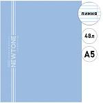 Тетрадь А5 48л линия " Hatber " NEWtone Pastel Голубая дымка, офсет, на скобе, обложка - мелованный картон, ламинация soft-touch