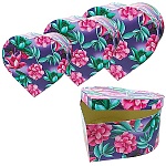 Набор коробок " KWELT " 3в1 Сердце 25,5*24*12см, 23,5*21,5*10см, 21*19,5*8см, Цветы, цвет - фиолетовый, картон/ПВХ