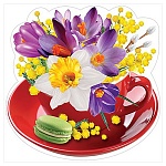 Украшение на скотче " Праздник " 190 Чашка с цветами, 196*196мм, вспененный скотч