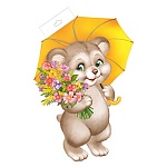 Плакат фигурный " Империя поздравлений " 930 А3 Мишка под зонтиком