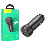 Блок питания автомобильный " Hoco " Z49B Level чёрный, 3,0А, 38W, PD, QC 3.0, FCP, AFC, USB, Type-C, пластик (кабель в комплект не входит)