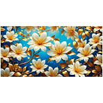 Конверт для денег " Открытая планета " 425 Без названия-  Белые лилии, 168*84мм, золотые блестки в лаке, без текста