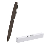 Ручка подарочная шариковая автоматическая " Bruno Visconti " Portofino синяя 1,0мм, толщина письма 0,7мм, поворотный механизм, корпус- металл, покрытие soft touch, цвет корпуса коричневый, металлический клип, подарочная упаковка