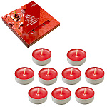 Свеча чайная Новогодняя ароматизированная " РСМ " 9шт Глинтвейн и гранат, 39*12,5мм время горения 3-4часа, картонная упаковка