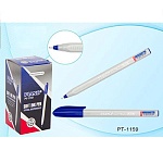 Ручка шариковая " Piano " Сorrect синяя 0,7мм, толщина письма 0,35мм, трехгранная, игольчатый пишущий узел, чернила на масляной основе, цвет корпуса - белый, колпачок в цвет чернил, одноразовая