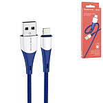 Кабель сетевой USB - Lightning " Borofone " BX60 Superior синий, круглый, 1м, 2,4А, нейлон