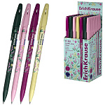 Ручка шариковая " Erich Krause " R-301 Stick Floral Soul, синяя 0,7мм, толщина письма 0,35мм, круглая, цветной корпус ассорти, картонная упаковка