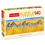 Пазлы " Hatber " 140элементов Панорама Зебры 45*16см, картонная упаковка