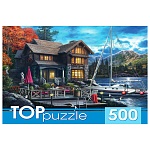 Пазлы " TOPpuzzle " 500элементов Ночной дом и яхта, 48,1*34см, картонная упаковка 15,1*19*6,5см
